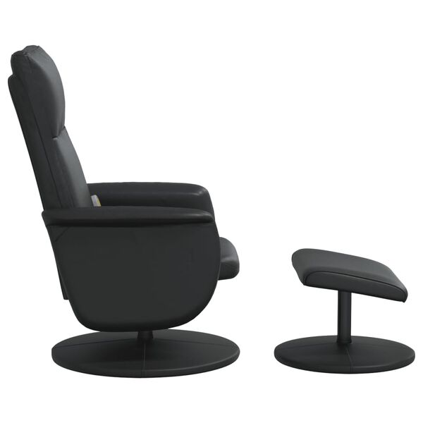 vidaXL Sill&oacute;n reclinable masaje con reposapi&eacute;s cuero sint&eacute;tico negro