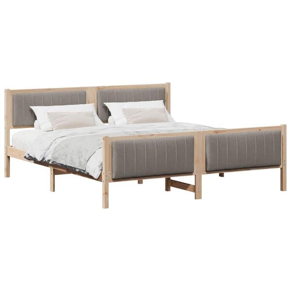 vidaXL Estructura de cama con cabecera Marr&oacute;n y taupe 180 x 200 cm