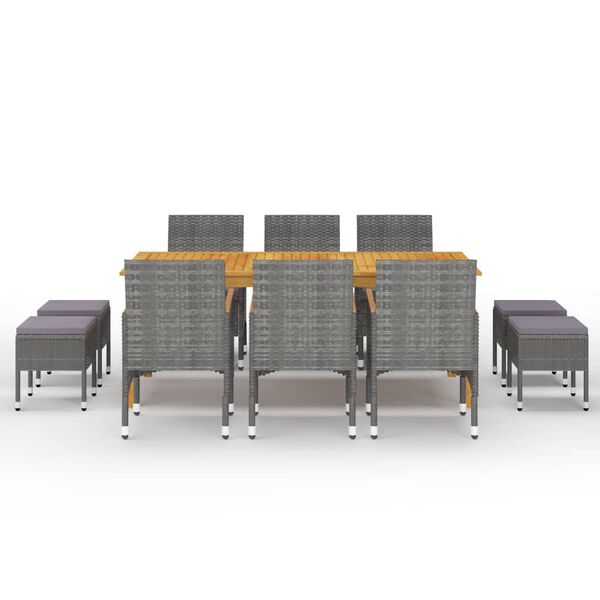 vidaXL Juego de comedor de jard&iacute;n de 11 piezas gris