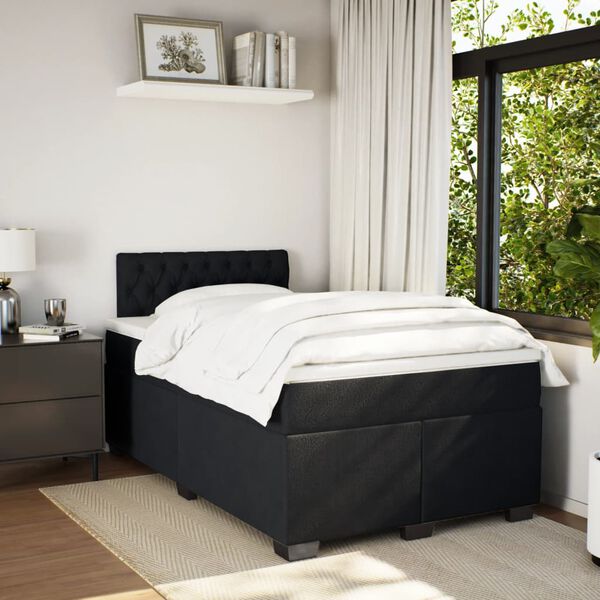 vidaXL Cama box spring con colchón terciopelo negro 120x190 cm