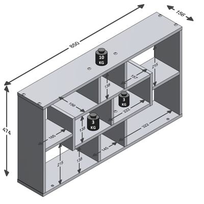 FMD Estantería de pared rectangular 8 compartimentos color roble arena