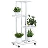vidaXL Soporte para flores 4 alturas y ruedas hierro blanco 44x23x80cm