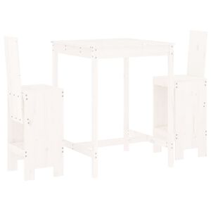 vidaXL Set de mesa y taburetes altos jardín 3 pzas madera pino blanco