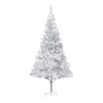 vidaXL Árbol de Navidad preiluminado luces y soporte plateado 180 cm