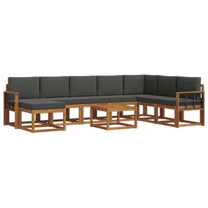 vidaXL Conjunto de sof&aacute;s de exterior 9 uds. Natural y Antracita