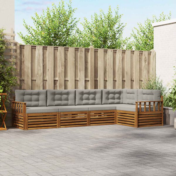 vidaXL Conjunto de sof&aacute;s de exterior 5 pcs Gris Natural y Claro