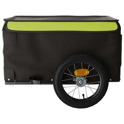 vidaXL Remolque para bicicleta hierro negro y verde 30 kg