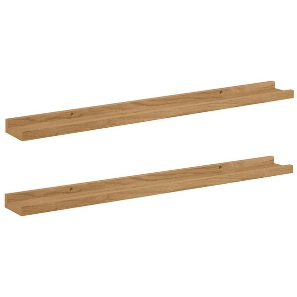 vidaXL Estante de pared con estante 2 pcs Marr&oacute;n 80 x 9 x 3 cm