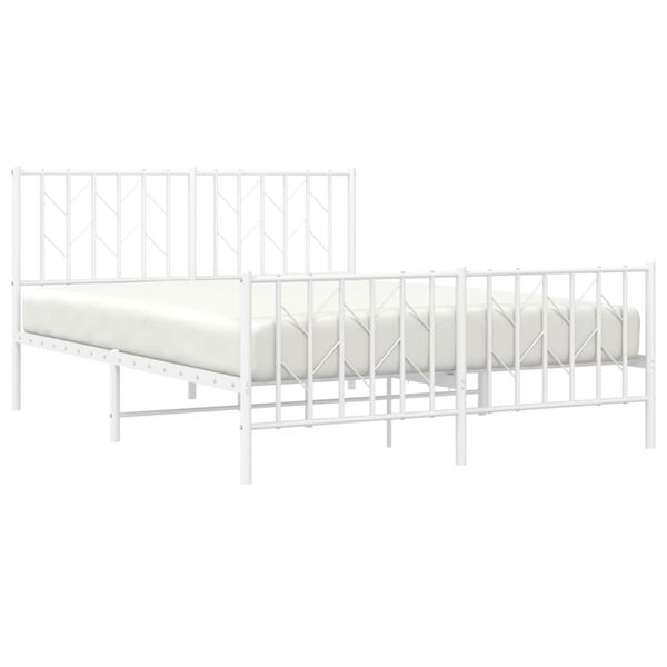 vidaXL Estructura cama sin colch&oacute;n con estribo metal blanco 135x190 cm