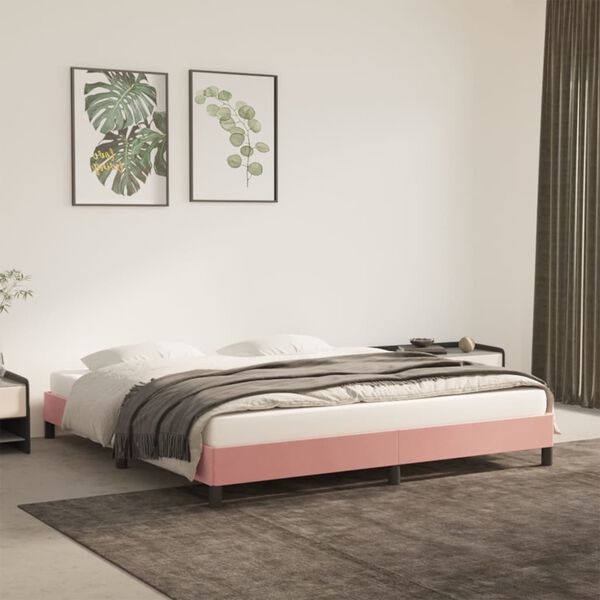 vidaXL Estructura de cama sin colch&oacute;n terciopelo rosa 160x200 cm