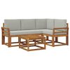 vidaXL Conjunto de sof&aacute;s de exterior 5 uds. Natural y Gris Claro