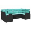 vidaXL Conjunto de sof&aacute;s de jard&iacute;n 6 uds. Negro y Turquesa