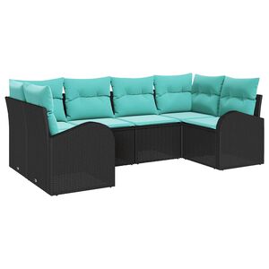 vidaXL Conjunto de sof&aacute;s de jard&iacute;n 6 uds. Negro y Turquesa