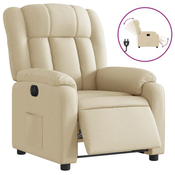 vidaXL Sill&oacute;n reclinable el&eacute;ctrico de tela crema