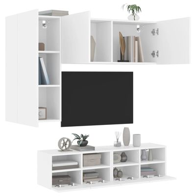 vidaXL Muebles de TV de pared 4 piezas madera de ingeniería blanco