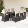 vidaXL Set de comedor de jard&iacute;n 9 pzas y cojines rat&aacute;n sint&eacute;tico negro
