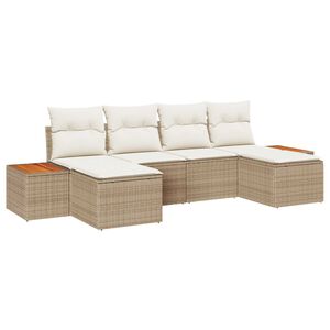 vidaXL Conjunto de sof&aacute; de jard&iacute;n con coj&iacute;n 6 pcs Beige y Crema