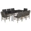 vidaXL Set comedor jard&iacute;n 9 pzas y cojines rat&aacute;n sint&eacute;tico gris