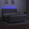 vidaXL Cama box spring colch&oacute;n y luces LED tela gris claro 180x200 cm