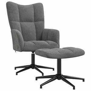 vidaXL Sill&oacute;n de relax con taburete terciopelo gris oscuro