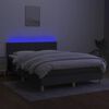 vidaXL Cama box spring colch&oacute;n y luces LED tela gris oscuro 140x200 cm