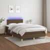 vidaXL Cama box spring con colch&oacute;n y LED tela marr&oacute;n oscuro 120x190 cm