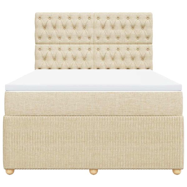 vidaXL Cama box spring con colch&oacute;n tela color crema 140x200 cm