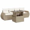 vidaXL Juego de sof&aacute;s jard&iacute;n con cojines 5 pzas rat&aacute;n sint&eacute;tico beige