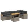vidaXL Set de sof&aacute;s de jard&iacute;n 7 piezas con cojines rat&aacute;n PE gris