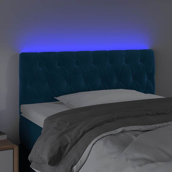 vidaXL Cabecero con LED de terciopelo azul oscuro 100x7x78/88 cm