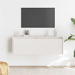 vidaXL Armario de pared de madera maciza de pino blanco 100x30x35 cm