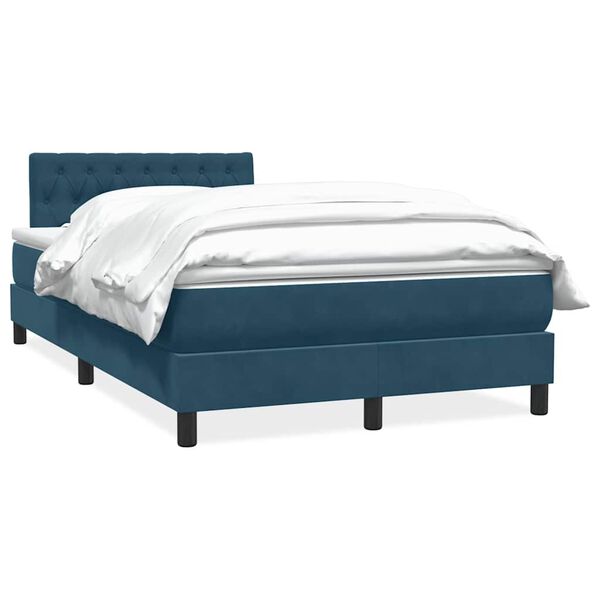 vidaXL Cama box spring con colch&oacute;n terciopelo azul oscuro 120x210 cm