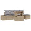vidaXL Conjunto de sof&aacute; de jard&iacute;n 6 uds. Beige rat&aacute;n sint&eacute;tico