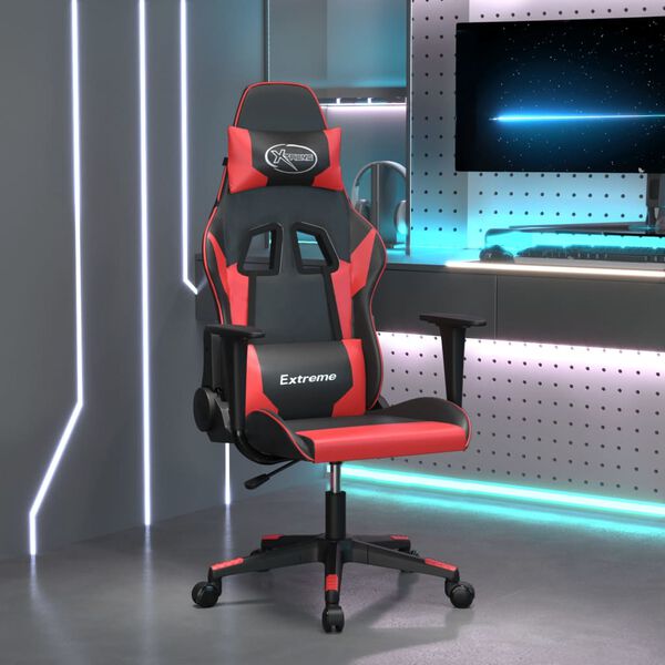 vidaXL Silla gaming cuero sint&eacute;tico negro y rojo