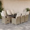 vidaXL Set de mesa y sillas de jard&iacute;n 5 pzas y cojines rat&aacute;n PE beige
