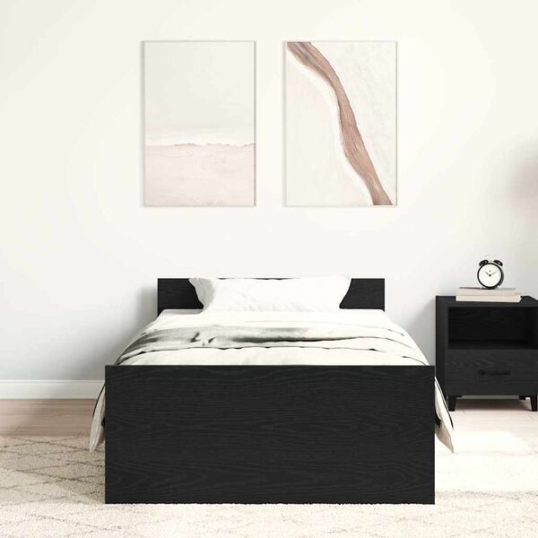 vidaXL Estructura de cama sin colch&oacute;n roble negro 90x200 cm