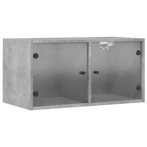 vidaXL Mueble de pared puertas de vidrio gris hormig&oacute;n 68,5x37x35 cm