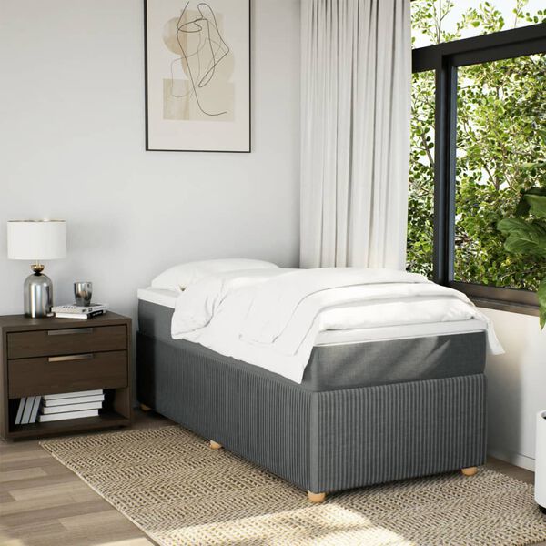 vidaXL Cama box spring con colch&oacute;n tela gris oscuro 80x200 cm