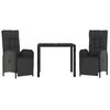 vidaXL Set comedor de jard&iacute;n 3 pzas con cojines rat&aacute;n sint&eacute;tico negro