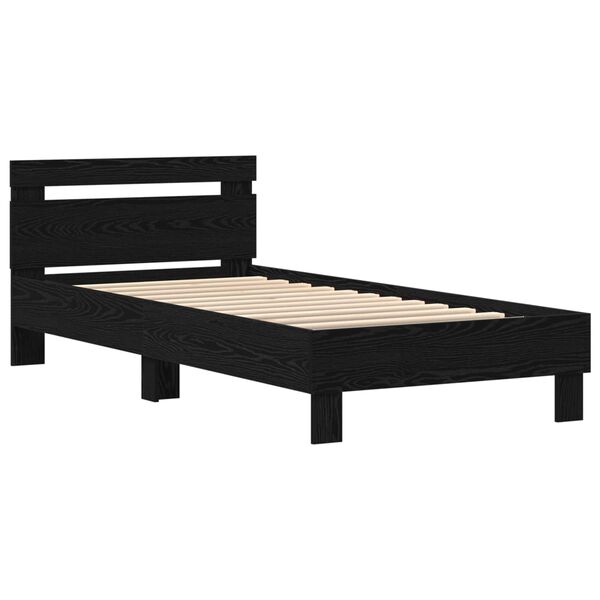 vidaXL Estructura de cama con LED Roble Negro 100 x 200 cm