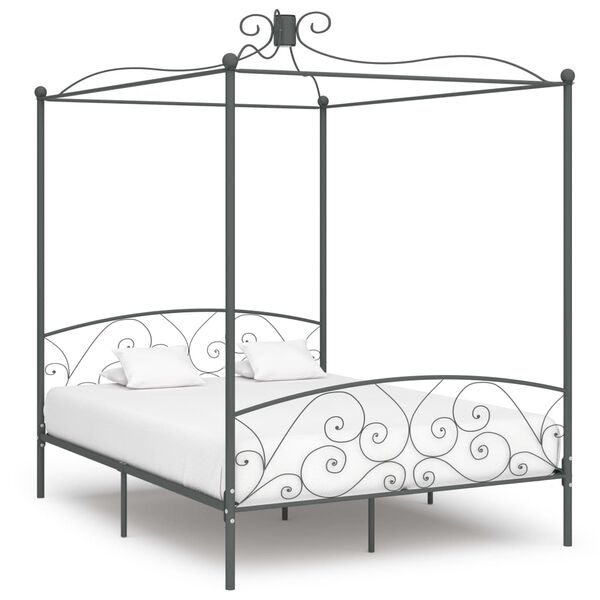 vidaXL Estructura cama con dosel sin colchón metal gris 180x200 cm