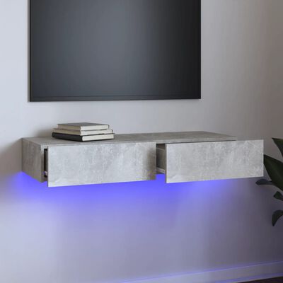 vidaXL Mueble para TV con luces LED gris hormigón 90x35x15,5 cm