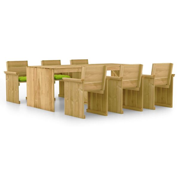 vidaXL Comedor de jard&iacute;n 7 pzas con cojines madera de pino impregnada