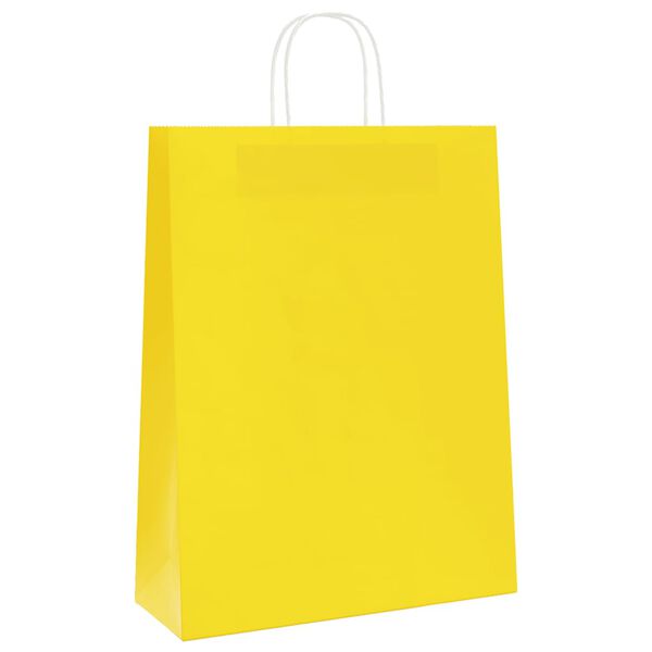 vidaXL Bolsas de papel con asas 250 uds amarillas 32x12x42 cm