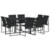 vidaXL Juego de comedor para jardín 9 piezas textilene negro