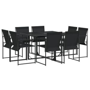 vidaXL Juego de comedor para jard&iacute;n 9 piezas textilene negro