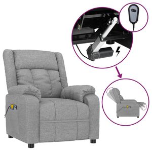 vidaXL Sill&oacute;n de masaje el&eacute;ctrico tela gris claro