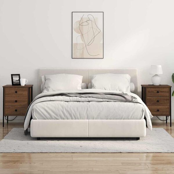 vidaXL Armario de Noche con caj&oacute;n 2 pcs Roble Marr&oacute;n 42 x 41 x 61 cm