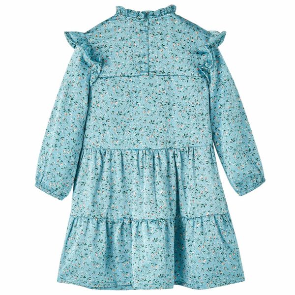 Vestido infantil de manga larga azul 116