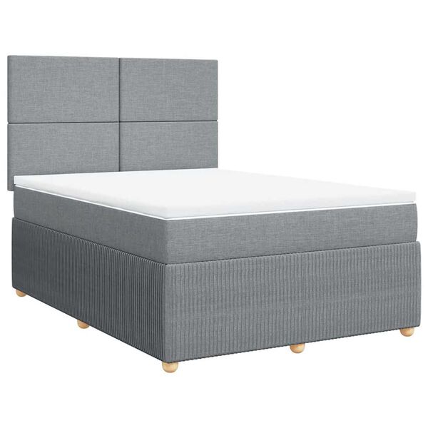 vidaXL Cama box spring con colch&oacute;n tela gris claro 140x190 cm